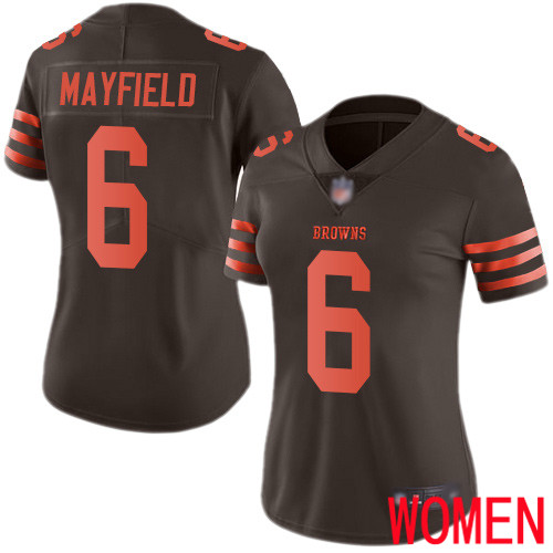 Cleveland Browns Baker Mayfield Women Brown Limited Jersey #6 NFL Football Rush Vapor Untouchable->women nfl jersey->Women Jersey